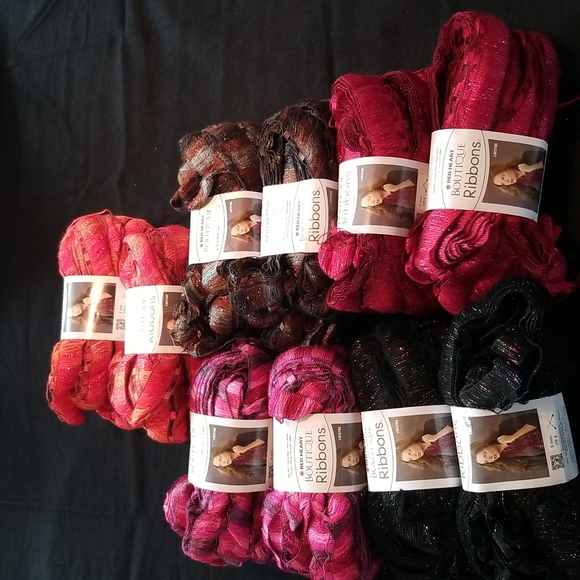 Red Heart Boutique Other - Red Heart Boutique Ribbon Yarn (Fire, Fireworks, Marble, Rosebud, Sangria 2 ea.)